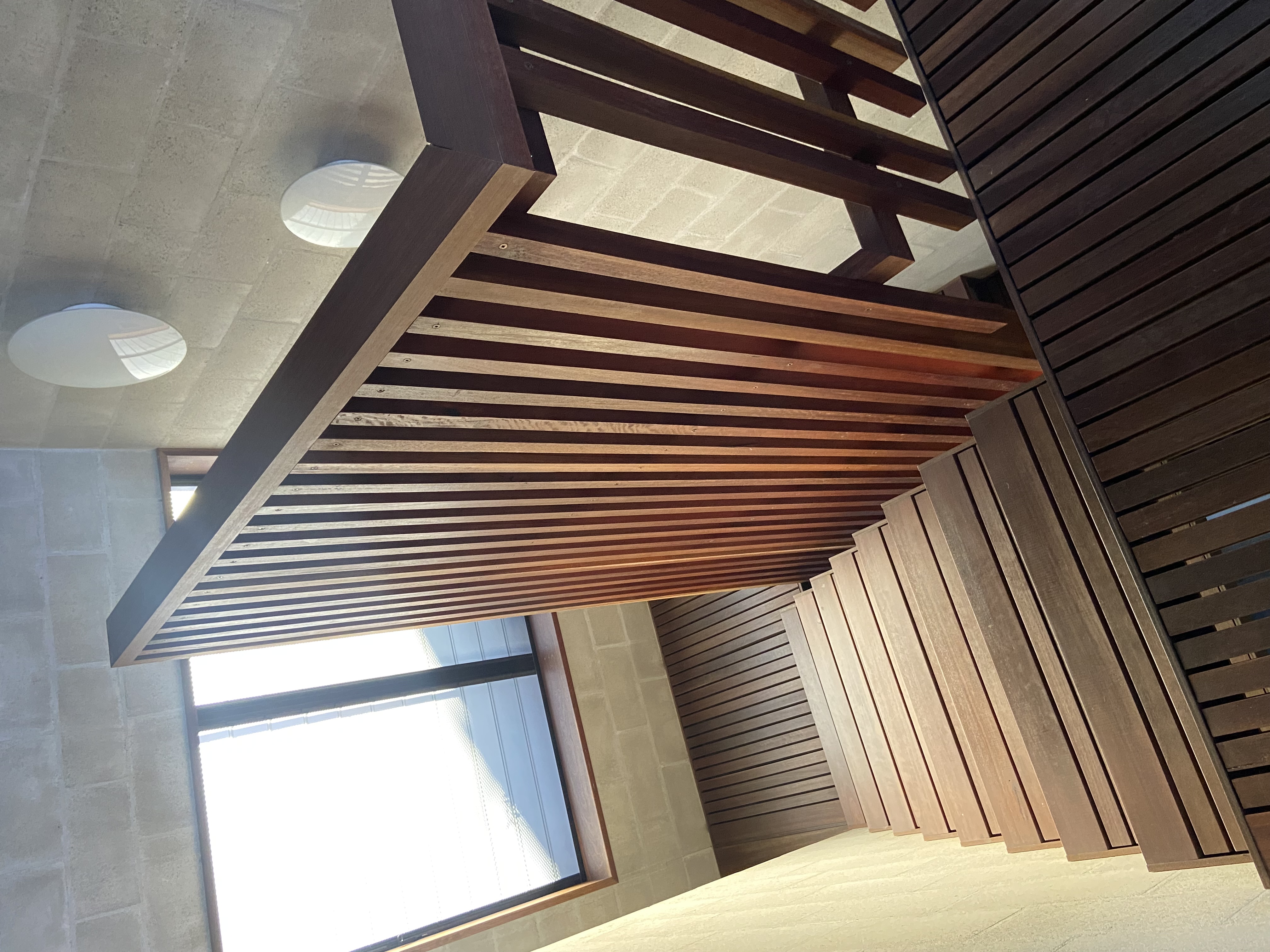 Timber batten ceiling feature