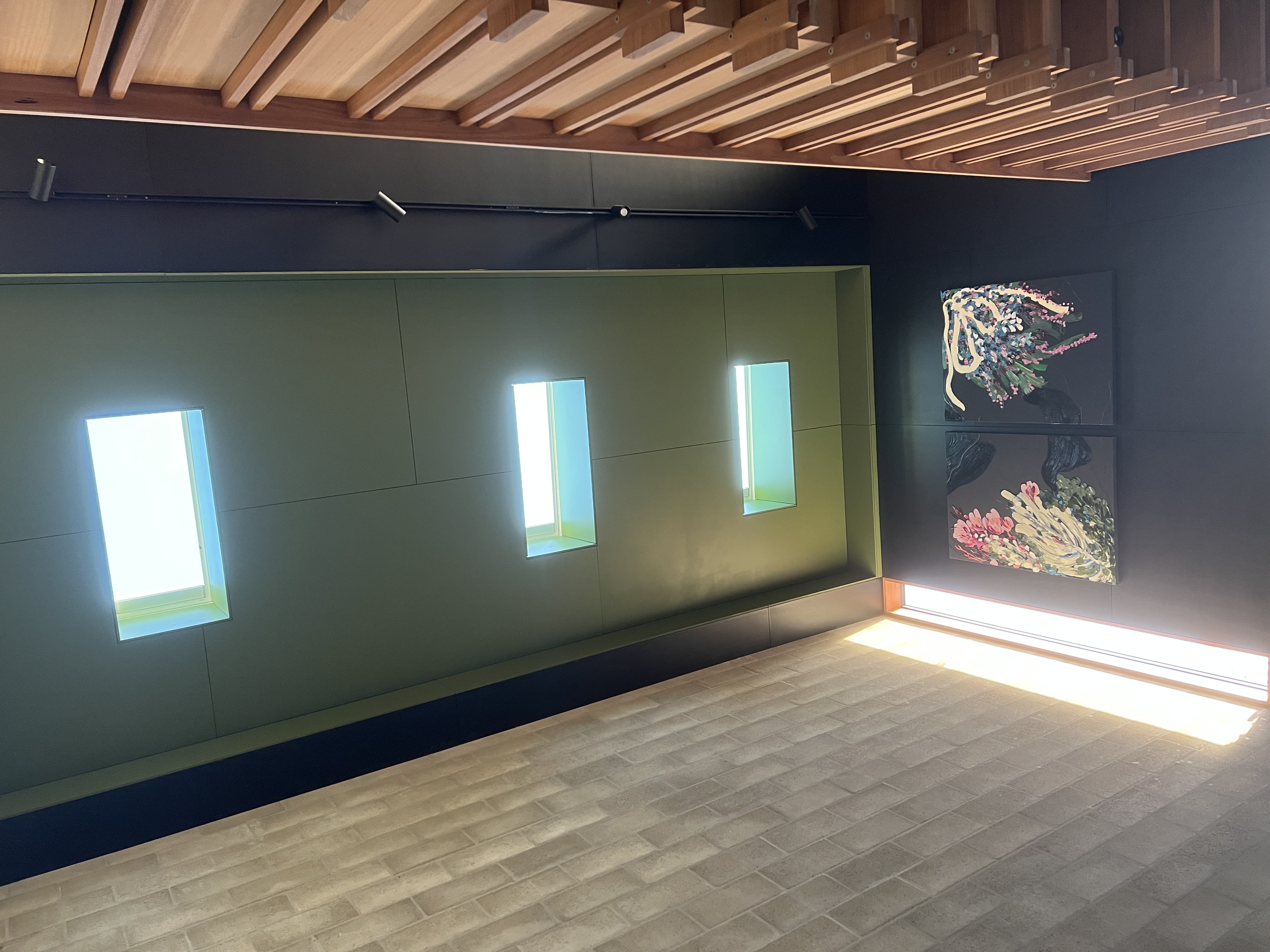 Architectural interior with timber ceiling
