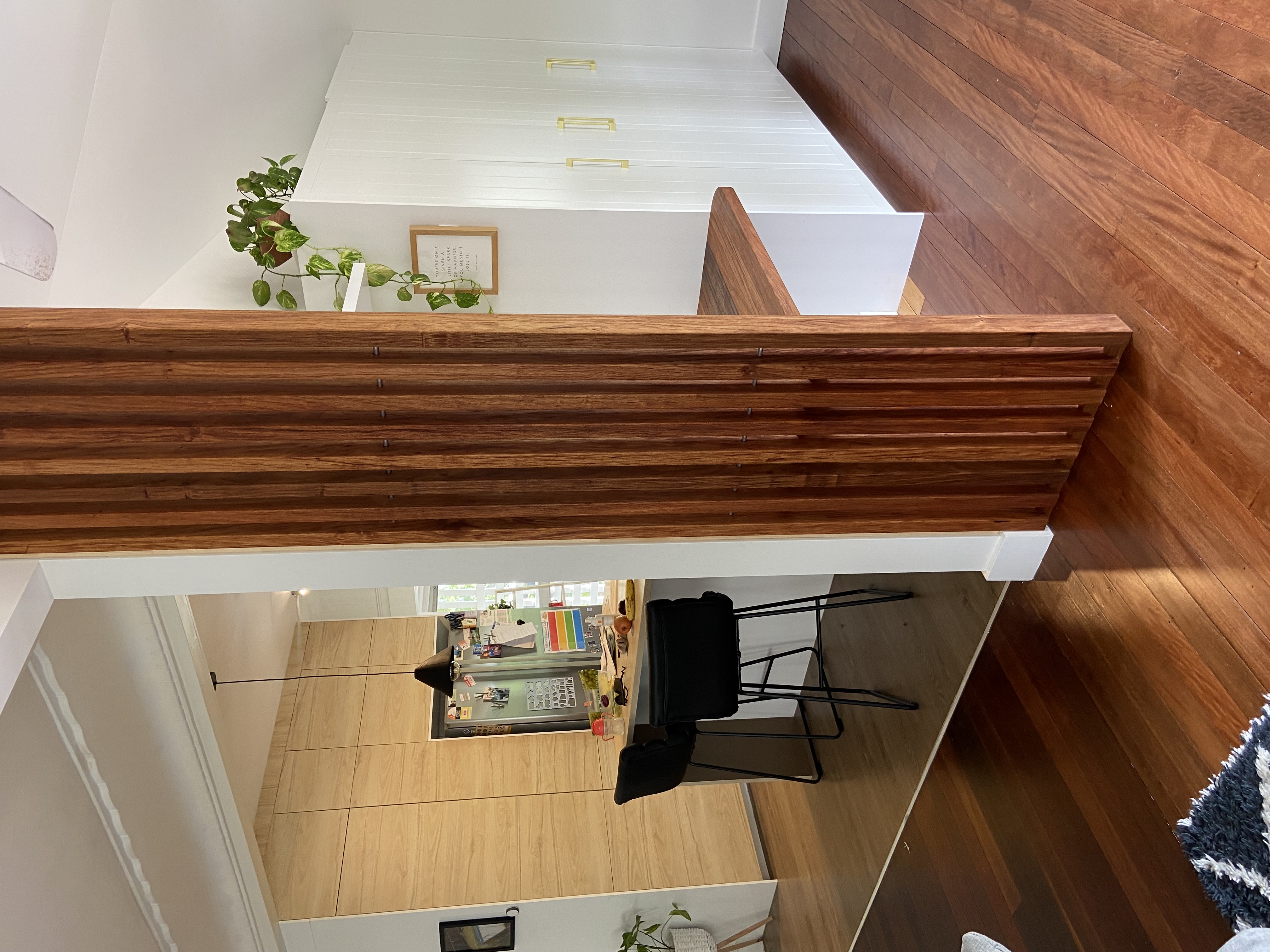 Staircase with timber handrail